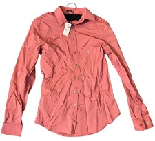 Express Slim Fit Men  s Long Sleeve Dress Shirt In Rusty Orange Color Size XS