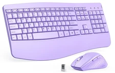 Ergonomic Keyboard and Mouse Combo - Full Size Keyboard Cordless with Palm Wr...