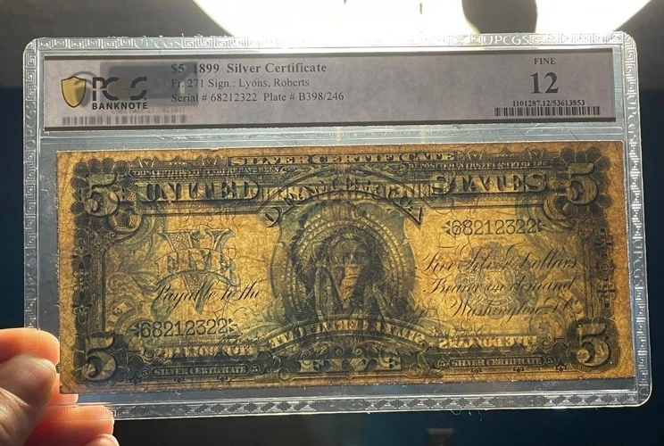 U.S. - Series of 1899 $5.00 Silver Certificate (Indian Chief) - PCGS Fine 12 - Image 3 of 3