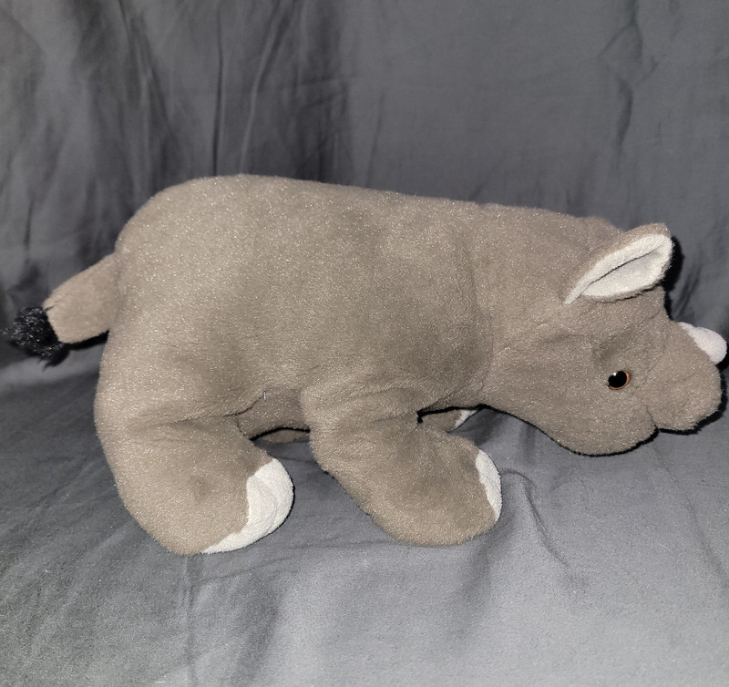 Gray/White/Black Rhinoceros Plush Stuffed Animal Soft Toy, Small 6-14 in
