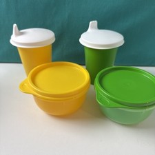 Tupperware Kids Bell Tumblers Snack To Go Set Sippy Cups Dome Seals Snack Cup 