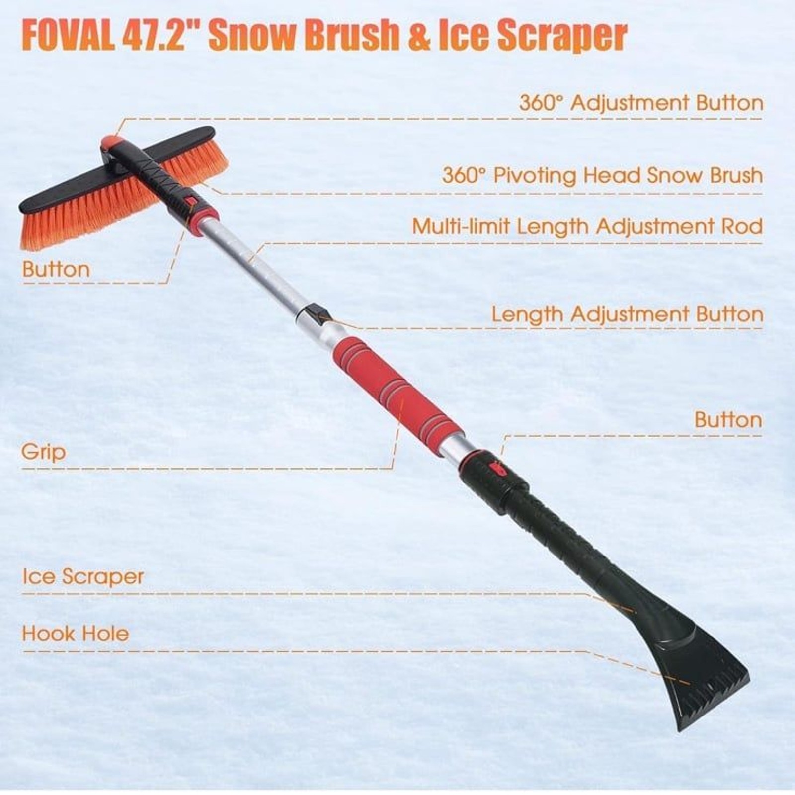Foval multifunctional detachable snow scraper 2 pack brand new in box scratch re