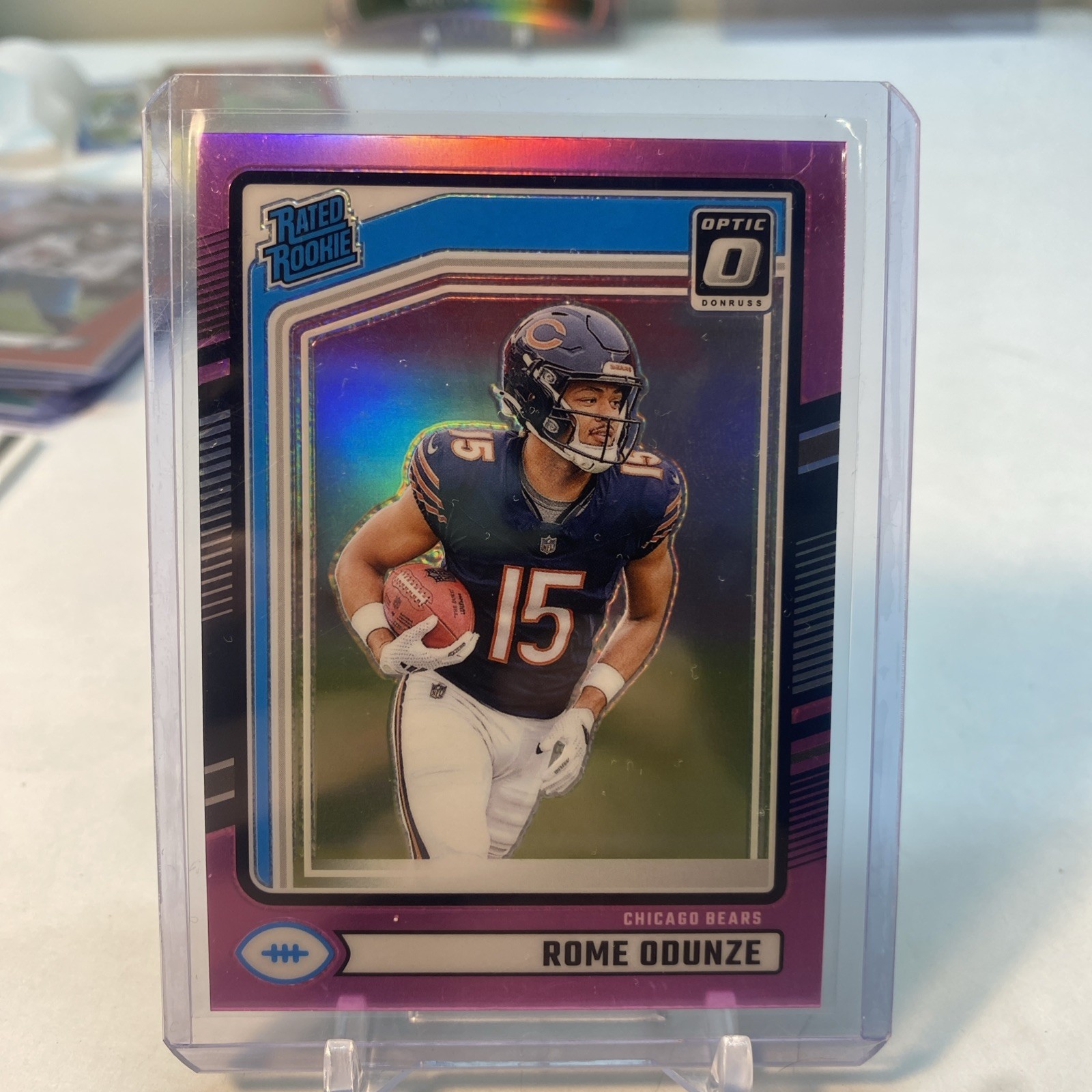 2024 Panini Donruss - Rated Rookie Rome Odunze #309 Optic Preview Pink Prizm (RC