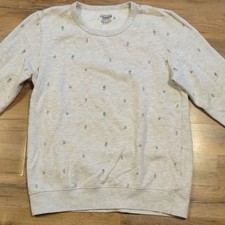 Fullbear Graphic Print Gray Crew Neck Long Sl...