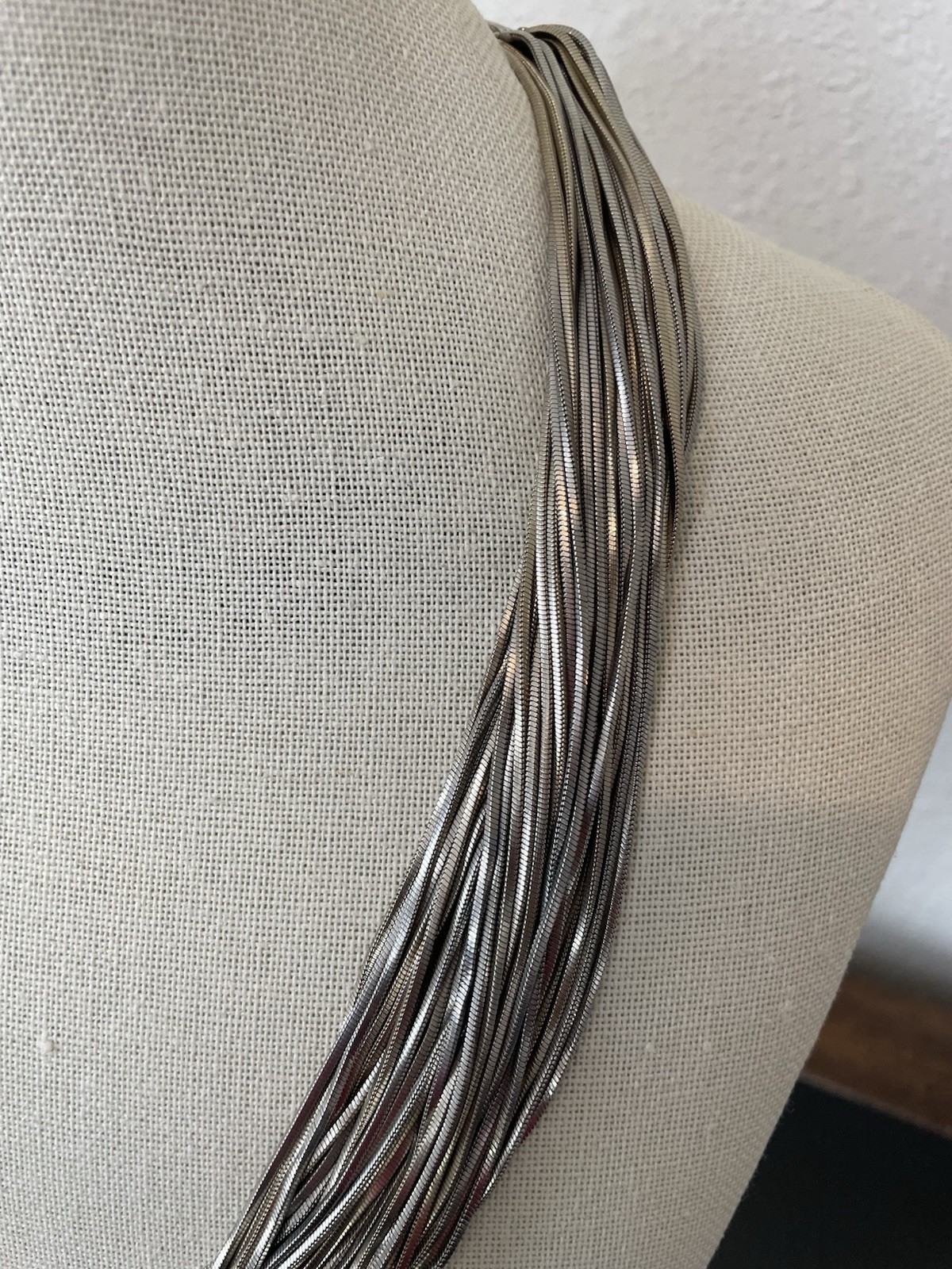 Statement Cara NY Silvertone Multi strand Necklace - image 3