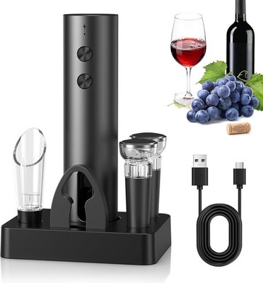 CIRCLE JOY 5-in-1 Electric Wine Opener Gift Set Stainless Steel Electric Wine...