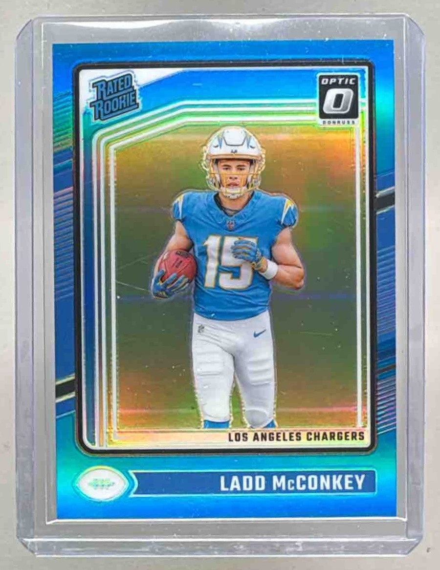 Ladd McConkey 2024 Panini Donruss Optic #266 Aqua Rated Rookie /299