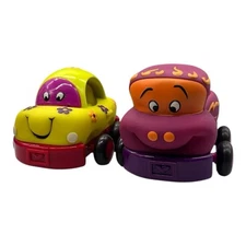 My B. Toys SOFT Vehicles PULL-BACK Cars Purple / Orange Truck Ladybug Lot Of 2