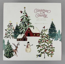 NIB Pottery Barn Boxed Set of 4 Christmas in the Country Stoneware Salad Plates