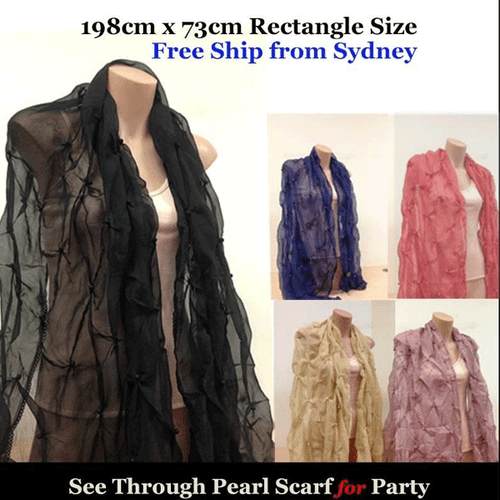 Formal Fuction Party Scarf Shawl with Pearl Deco Lace End No Fringe -From Sydney - Picture 1 of 19