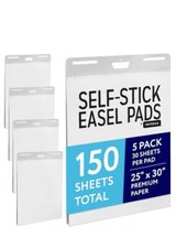 Large Sticky Easel Pads- 150 Sheets - 5 Pack - 30 Sheets Per Pad Flip Charts