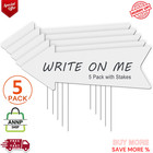 Blank Arrow Yard Signs with Stakes, 5 Pack 17 x 6 Inches White Plastic Blank Wed
