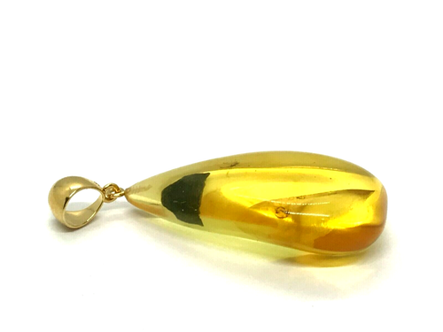 Amber Pendant 2 Insects Baltic Amber Fossil Insect Silver 925 Gold PL 11,9g 2266 - Picture 7 of 12