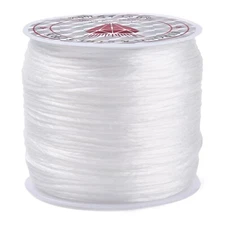 60m/Roll Dyed White Flat Elastic Crystal String, Elastic Beading Thread 0.8mm