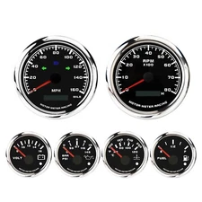 W PRO 6 Gauge Set 85mm GPS Speedometer 160 MPH Turn Signal High Beam Waterproof