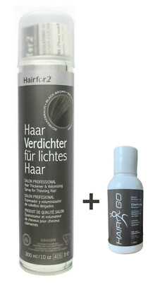 Hairfor2 Schwarzbraun 300ml + HAIR GO Shampoo entfernt Haarverdichter u Silikone