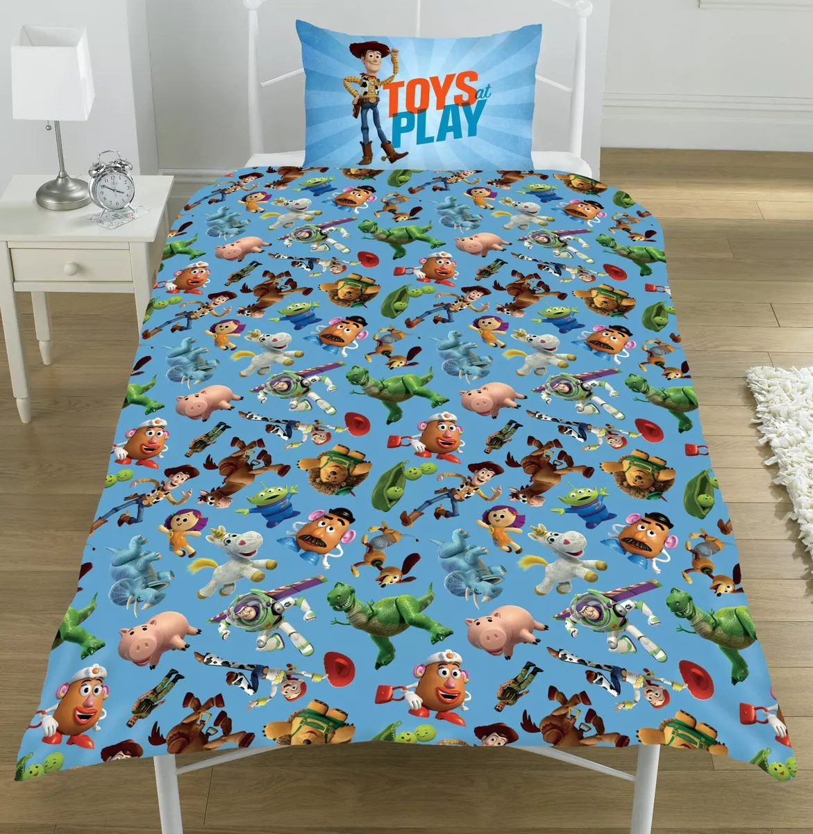 COTTON BLEND TOY STORY 4 SINGLE BED DUVET COVER SET KIDS WOODY BUZZ FORKY BUNNY