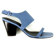 Audley Womens EU 40 UK 7 Blue Leather High Block Heel Open Toe Sandals Shoes