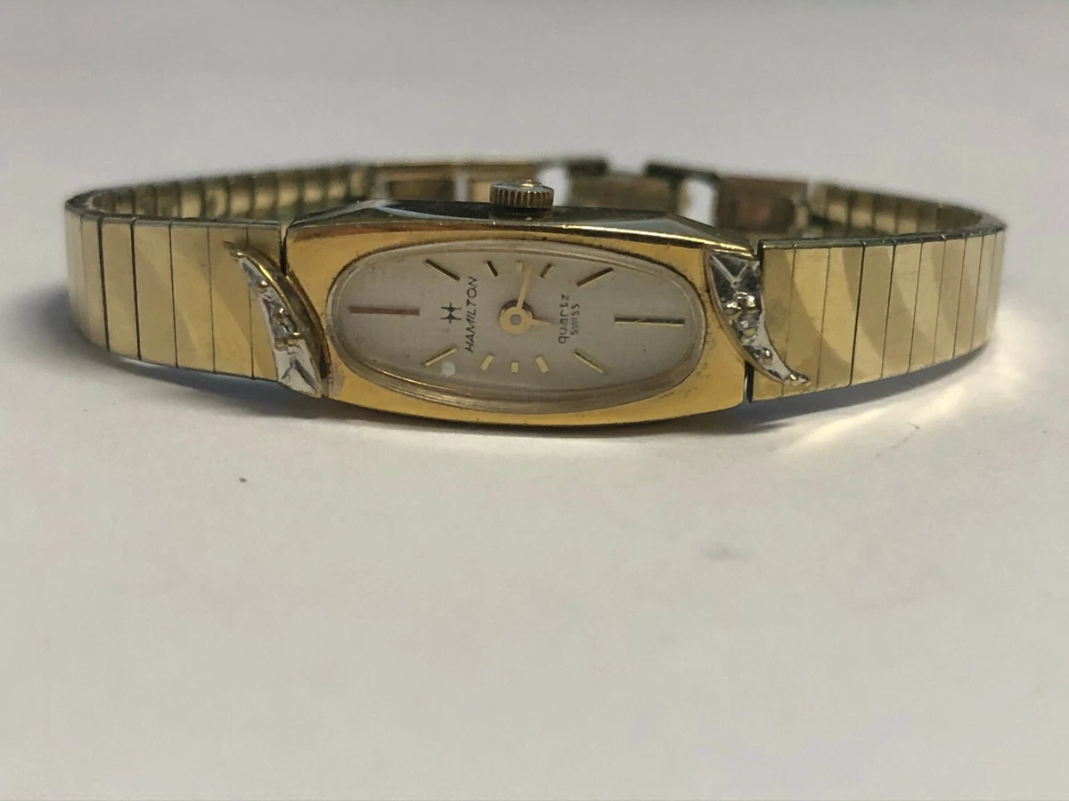 Working Vintage Ladies 1970 s Gold Hamilton Quartz Watch CH eBay