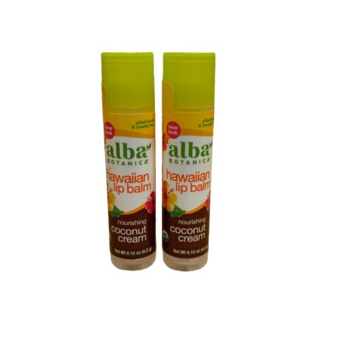 Lot of 2 Alba Botanica Hawaiian Lip Balm Coconut Cream 0.15 oz