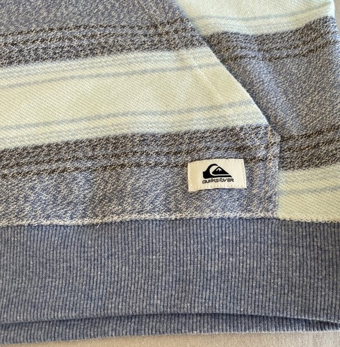 QUIKSILVER BOYS Baja Stripe Logo Pocket L/S Hoodie XL 16 18 Yrs Sea Glass Blue - Picture 5 of 10
