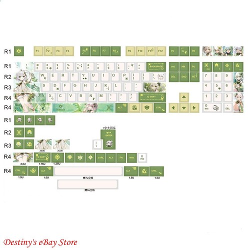 Genshin Impact Nahida Anime PBT 139 Keycap For Cherry MX Keyboard Only Keycaps