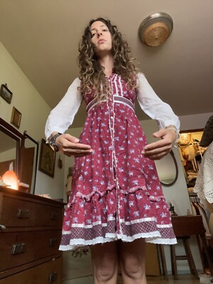 70s GUNNE SAX prairie dress vintage ⑤ 70s Vintage Gunne Sax Gunnie Floral Prairie Dress 1970s | eBay