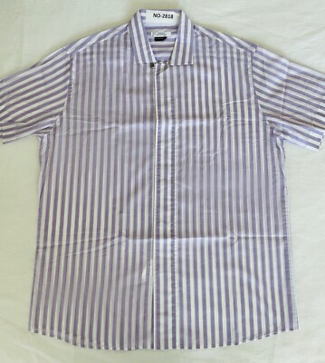 VERSACE COLLECTION LINEN SHIRT VERTICAL STRIPES WHITE & LIGHT PURPLE Size L