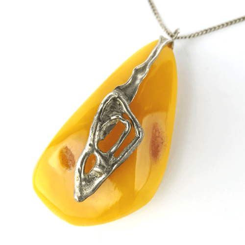 Wertvoller Bernstein Silber Anhänger 6,5 cm mit Kette Real Baltic Amber Pendant - Bild 9 von 13