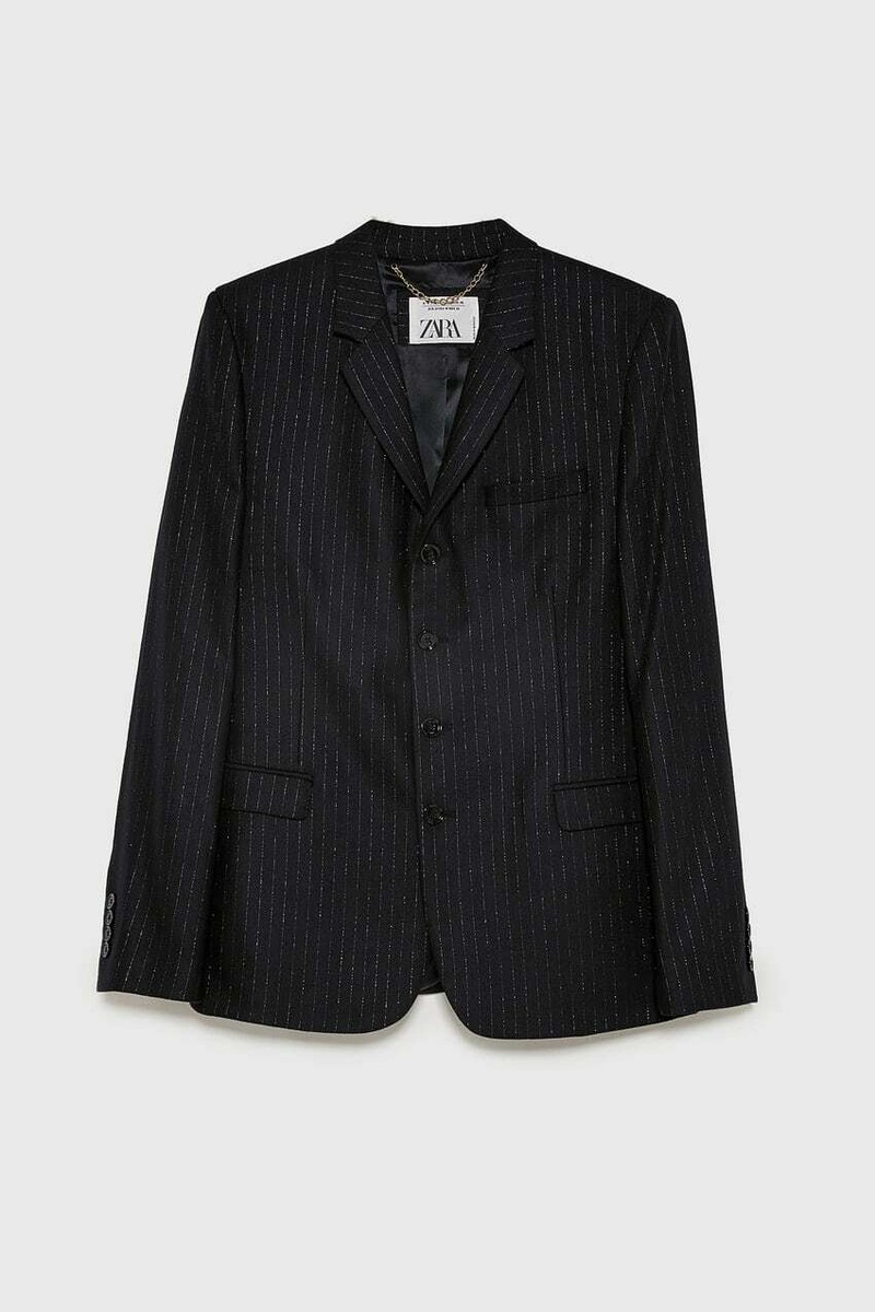 ZARA NEW MAN BLACK METALLIC STRIPED BLAZER SIZE EUR 52/ US 42/ UK