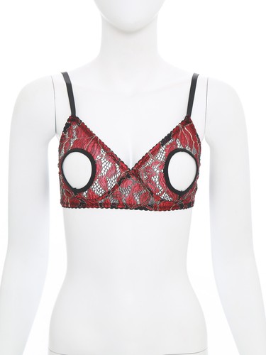 Reggiseno donna aperto capezzoli pizzo top senza fili sfoderato ritaglio reggiseno lingerie - Foto 43 di 52