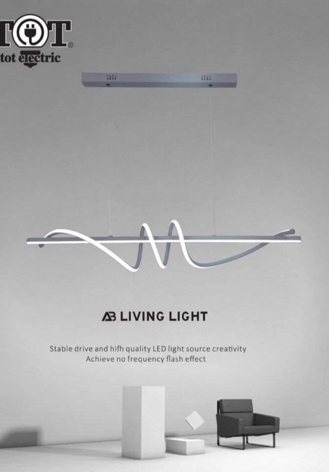 Lampadario led moderno con onda spirale 65w ultra luminoso lampada a sospensione - Immagine 2 di 3