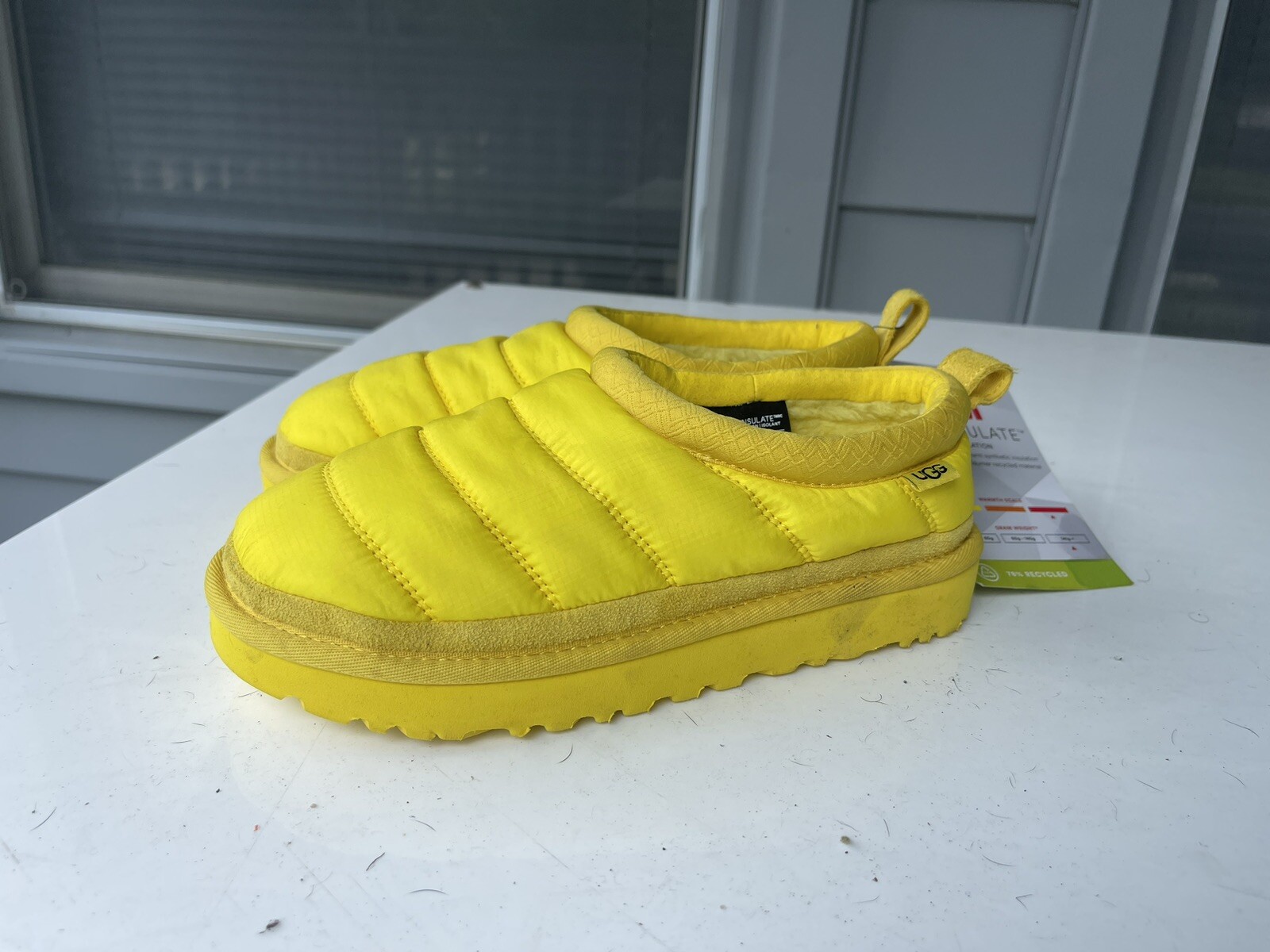 PANTOFOLA D’ORO UGG TASMAN LTA CANARY POLIESTERE PUFF LANA PANTOFOLE SCARPE DONNA US 9 EUR 40 NUOVE