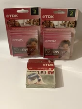 (3) TDK Mini DVD-RW Camcorder Computer 30 Min Rewritable DVD Disk 3 Packs New