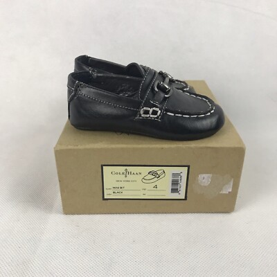 Cole Haan Mini Bit Baby Boy Size 4 Formal Leather Dress Shoes Black 
