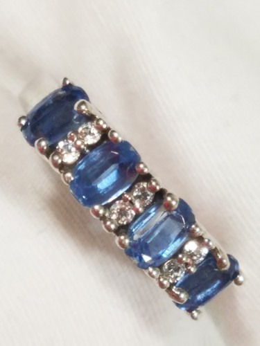 Vtg .50Tcw Sapphire & 1 MM White Topaz 925Ag Ring Sz 4.75 #JWR14080524 - Picture 5 of 21