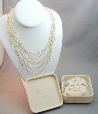 Veronese Gold Clad Sterling Oval Link Necklace 100'' New In Box