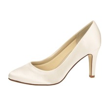 Rainbow Club Kristen Brautschuhe Hochzeit Satin Pumps Gr. 39,5 Ivory / Creme