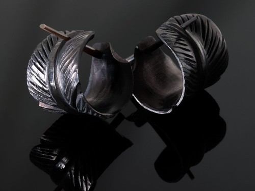 Pendientes cuerno hueso pluma criollos oreja bisutería blanco negro er016 - Imagen 7 de 15