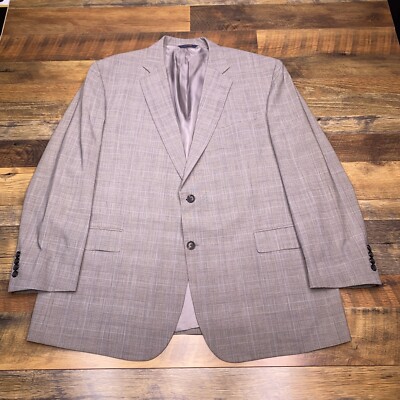 Brooks Madison Suit Jacket 48 Long Gray Plaid Wool Blazer BrooksCool Full Canvas