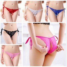 Floral Briefs Underwear Lingerie G-string Panties Women's Crotchles Lace Thongs