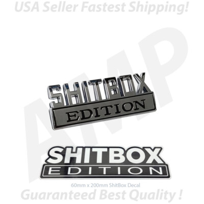 2pc SHITBOX EDITION Emblem Decal Package Chrome Badges Fit For Car