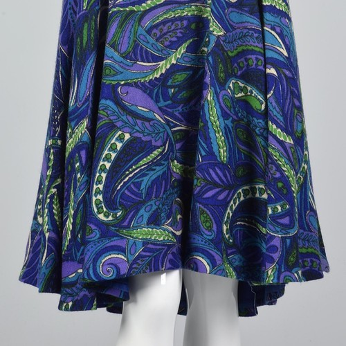 M 1960s Loose Wool Dress Simple Vintage Shift Perky Paisley Print Drop Waist VTG - Picture 12 of 12