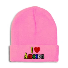 Beanies for Men I Love Amazon Winter Hats for Women Acrylic Skull Cap 1 Size