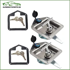 2Pcs New Trailer Door Latch T-Handle Lock Keys Fit For Camper RV Truck Tool Box