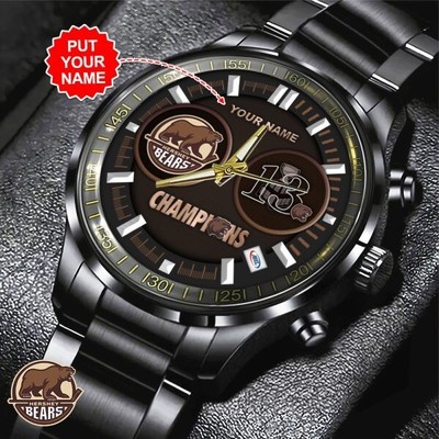 Personalized Hershey Bears Black Stainless Steel Watch