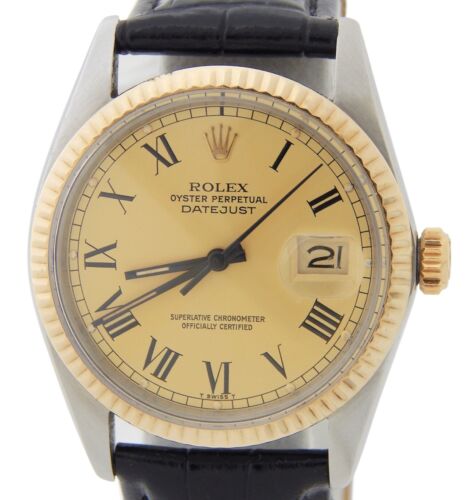 Rolex Datejust Men 2Tone Yellow Gold Stainless Steel Watch with Roman Dial 16013 - Afbeelding 1 van 7