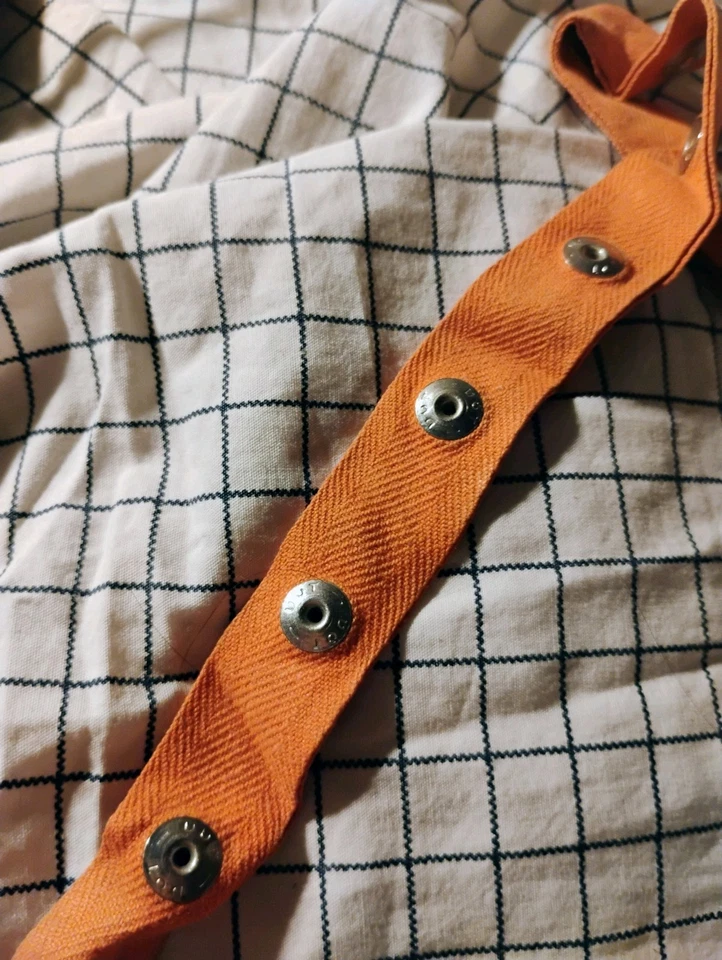 Cinta de sarga NARANJA 3/4" DE COLECCIÓN metal borde a presión 1 yarda ALGODÓN NOS espiga años 60 Foto 2 de 4