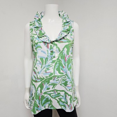 Southern Frock Top Blouse Size L Womens Ruffle Sleeveless Preppy Floral NWT