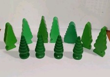 Lot of 11 Wooden Train Layout Trees Railway Scenery Village Accessories
